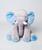 Almofada Elefante de Pelúcia 60cm Travesseiro Bebê Antialérgico Várias Cores - 09 Cinza/Azul