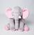 Almofada Elefante Para bebe 60cm Grande Pelúcia Velboa Antialérgico Varias Cores Cinza/Rosa