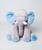 Almofada Elefante Pelúcia 60cm Travesseiro Bebê Antialérgico - Cores - Beca Baby Cinza com azul