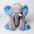Almofada Elefante Pelúcia 60cm Travesseiro Para Bebê Cinza com azul