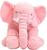 Almofada Travesseiro Elefante Bebê Pelúcia Cinza com Rosa 80cm Rosa