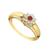 Anel Rubi e Diamantes Naturais Princesa Feminino Ouro 22624 K940 Vermelho