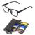 Armação De Óculos com Clip On 6 Em 1 Troca Lentes Masculino Cinza Polarizado Amarelo Visão Noturna 2291 53, 19, 142