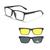 Armação De Óculos Masculino + 2 Clip On Óculos De Sol Troca Lentes 3 Em 1 Proteção UV Polarizado 2202 54, 18, 138