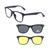 Armação De Óculos Masculino + 2 Clip On Óculos De Sol Troca Lentes 3 Em 1 Proteção UV Polarizado 2208 54, 19, 138