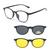 Armação De Óculos Masculino + 2 Clip On Óculos De Sol Troca Lentes 3 Em 1 Proteção UV Polarizado 2245 50, 15, 145
