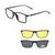 Armação De Óculos Masculino + 2 Clip On Óculos De Sol Troca Lentes 3 Em 1 Proteção UV Polarizado 3503 53, 18, 142