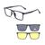 Armação De Óculos Masculino + 2 Clip On Óculos De Sol Troca Lentes 3 Em 1 Proteção UV Polarizado 3509 56, 18, 148