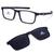 Armação para Óculos de Grau Masculino Retangular Clip On 2 Em 1 Preto