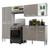 Armário de Cozinha Compacta c/ 2 Leds 4 pçs Xangai Multimóveis V3414 Branco/Lacca Fumê Branco/Lacca Fumê
