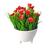 Arranjo de Flor Artificial com Vaso Cachepot Redondo Flor Vermelha