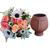 Arranjo de Flores Artificiais Com Cachepot Face Cerâmica 33x30cm Vaso Marrom