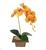 Arranjo de Orquídea de Silicone Com Vaso de Madeira Laranja