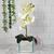 Arranjo de Orquídea Grande Artificial +Vaso Vidro Espelhado Branco
