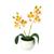 Arranjo Mini Orquídea vasinho de plástico melamina redondo Branco com laranja