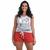 Baby Doll Pijama Feminino Camiseta E Short Personagens Verão Snoop vermelho