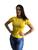 Baby Look Camiseta Feminina Algodão Premium Amarelo