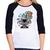 Baby Look Raglan Astronauta Chibi Manga 3/4 - Foca na Moda Branco, Preto