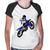 Baby Look Raglan Motocross Jump Azul - Foca na Moda Branco, Preto