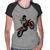 Baby Look Raglan Motocross Jump Vermelha - Foca na Moda Cinza, Preto