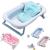 Banheira Bebê Dobrável Rígida Infantil Confortável Segura Azul e Rosa Com Termômetro Portátil Com Almofada De Banho Azul