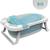 Banheira Para Bebe Dobrável Portátil Com Medidor de Temperatura e Rede  Azul