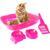 Banheiro Caixa De Areia Para Gato Kit Com Comedouro Bebedouro E Pá Higiênica Rosa