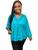 Bata Blusa Indiana Manga Longa Lisa com Bordado Plus Size Verde água