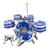Bateria Musical Infantil C/ Banquinho Tambor Pedal Baquetas 51cm Dm Toys Azul