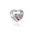 Berloque aço inox  formato coração com pedra Rosa