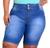 Bermuda Feminina Jeans Plus Size Ciclista Com Lycra Cos Alto Clara, Escura rasgada