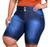 Bermuda Feminina Jeans Plus Size Ciclista Com Lycra Cos Alto Manchada