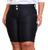 Bermuda Feminina Jeans Plus Size Ciclista Com Lycra Cos Alto Preto
