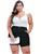 Bermuda Feminino Plus Size Short Bengaline Short Liso Short Pérolas no Bolso Preto