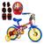 Bicicleta Aro 12 Infantil Nathor 2 A 5 Anos + Kit Proteção Infantil Rad7 Fireman