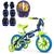 Bicicleta Aro 12 Infantil Nathor 2 A 5 Anos + Kit Proteção Infantil Rad7 Space