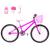 Bicicleta Aro 24 Feminina Alumínio Colorido Garrafinha Fon Fon Retrovisor Freios V-Brake Pink, Rosa