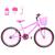 Bicicleta Aro 24 Feminina Alumínio Colorido Garrafinha Fon Fon Retrovisor Freios V-Brake Rosa, Pink