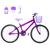 Bicicleta Aro 24 Feminina Alumínio Colorido Garrafinha Fon Fon Retrovisor Freios V-Brake Violeta, Lilás