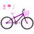 Bicicleta Aro 24 Feminina Alumínio Colorido Garrafinha Fon Fon Retrovisor Freios V-Brake Violeta, Rosa