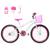 Bicicleta Aro 24 Feminina Alumínio Colorido Garrafinha Fon Fon Retrovisor Freios V-Brake Branco, Pink