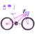 Bicicleta Aro 24 Feminina Alumínio Colorido Garrafinha Fon Fon Retrovisor Freios V-Brake Rosa, Violeta