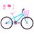 Bicicleta Aro 24 Feminina Alumínio Colorido Garrafinha Fon Fon Retrovisor Freios V-Brake Azul claro, Rosa