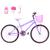 Bicicleta Aro 24 Feminina Alumínio Colorido Garrafinha Fon Fon Retrovisor Freios V-Brake Lilás, Rosa