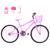 Bicicleta Aro 24 Feminina Alumínio Colorido Garrafinha Fon Fon Retrovisor Freios V-Brake Rosa