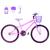 Bicicleta Aro 24 Feminina Alumínio Colorido Garrafinha Fon Fon Retrovisor Freios V-Brake Rosa, Violeta