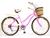 Bicicleta Aro 26 Retrô Vintage Feminina Cesta Vime Bagageiro Rosa