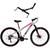 Bicicleta em Alumínio Attus Aro 29 21v Marchas Freio Disco Suspensão com Trava com Suporte de Parede Horizontal - Xnova Branco, Rosa