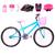 Bicicleta Feminina Aro 24 Aero + Kit Proteção Azul claro, Rosa