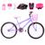 Bicicleta Feminina Aro 24 Aero + Kit Proteção Lilás, Rosa